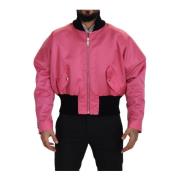 Dolce & Gabbana Rosa Nylon Full Zip Bomberjacka Pink, Herr