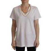 Dolce & Gabbana Vit T-shirt med Halsband White, Dam