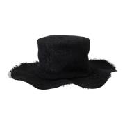 Dolce & Gabbana Elegant Svart Blommig Spets Top Hat Black, Dam