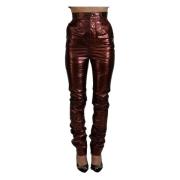 Dolce & Gabbana Metallisk Brons Högmidjade Skinny Jeans Brown, Dam