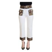 Dolce & Gabbana Vita byxor med hög midja och leopardmönster White, Dam