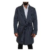 Dolce & Gabbana Black Blue Martini Printed Lining Robe Black, Herr