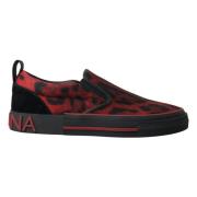 Dolce & Gabbana Röda Svarta Leopard Loafers Sneakers Skor Black, Herr