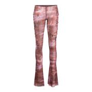 Jean Paul Gaultier Tryckta Flare Leggings i Brun/Lila Multicolor, Dam