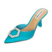 Steve Madden Eleganta Blå Satin Klackmules Blue, Dam