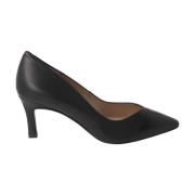 Unisa Svart Läder V-Cut Stiletto Pumps Black, Dam