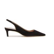 Stuart Weitzman Suede Kitten Heel Slingpump Black, Dam