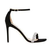 Stuart Weitzman Kristalldekorerad högklackad sandal Black, Dam