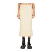 Jil Sander Ripad Ull Midi Kjol Beige, Dam