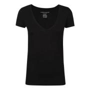 Majestic Filatures Kortärmad V-ringad T-shirt Black, Dam