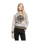 Aeronautica Militare Camouflage Print Sweatshirt med Broderad Paljett ...