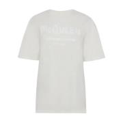 Alexander McQueen Graffiti Logo Print Crewneck Tee White, Dam