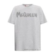 Alexander McQueen T-shirt med logotyp Gray, Herr
