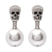 Alexander McQueen Skull Pearl Örhängen - Edgy Elegance Gray, Dam