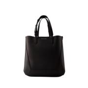 Alexander McQueen Svart Läder Medium Shopper Väska - The Edge Black, H...