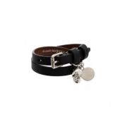 Alexander McQueen Modigt Läder Dubbel Wrap Armband Black, Herr