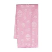 Alexander McQueen Multifärgad Biker Skull Sidenhalsduk Pink, Dam