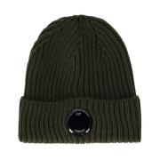 C.p. Company Militärgrön Ribbstickad Beanie med C.p. Lens Green, Herr