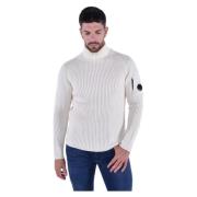 C.p. Company Klisk Re-Wool Roll Neck Stickad Tröja White, Herr