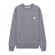 Golden Goose Grå Mélange Crew-Neck Sweatshirt med Guld Stjärna Gray, D...