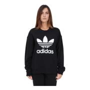 Adidas Originals Svart Tröja med Bred Silhuett och Autentiskt Logotyp ...