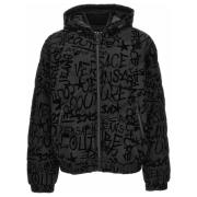 Versace Jeans Couture Graffiti Flock Dunjacka för Män Black, Herr