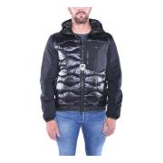 Blauer Quiltad huva dunjacka Black, Herr