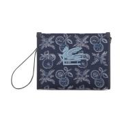 Etro Blått Jacquard Skönhetsfodral med Pegaso Motiv Blue, Dam