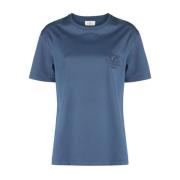 Etro Pegasus Logo Bomull T-Shirt Blue, Dam