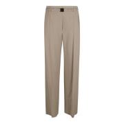 Brunello Cucinelli Beige Fluid Wool Straight Leg Byxor Beige, Dam