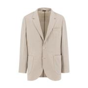 Brunello Cucinelli Kashmir Jerseyjacka med Hornknappar Beige, Herr