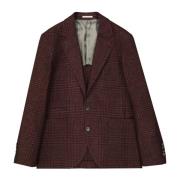 Brunello Cucinelli Tartan Yllejacka Red, Herr