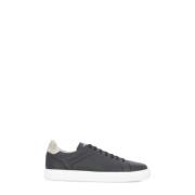 Brunello Cucinelli Svarta Lädersneakers för Män Black, Herr