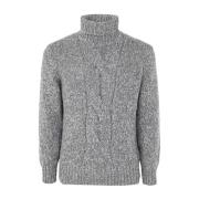 Brunello Cucinelli C1209 Lead Flätad Turtlenecktröja Gray, Herr