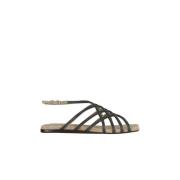 Brunello Cucinelli Eleganta Nätade Platta Sandaler Black, Dam