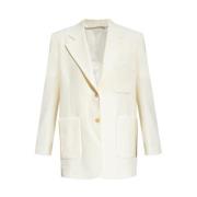 Palm Angels Krämig blazer med fickor Beige, Dam