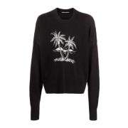 Palm Angels Tränings T-shirt, Svart Sweatshirt för Stil och Komfort Bl...