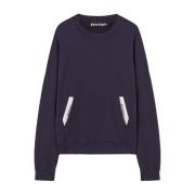 Palm Angels Marinblå Tape Crew-neck Sweatshirt Blue, Herr