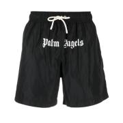 Palm Angels Svarta Logo-Print Badshorts Black, Herr