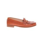 Tod's Patinerade kalvskinn loafers med fransar Brown, Dam