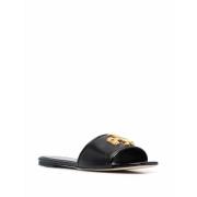 Tory Burch Eleanor Läder Slides Black, Dam