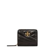 Tory Burch Quiltad Svart Läderplånbok med Guldlogotyp Black, Dam