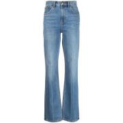 Tory Burch Bootcut jeans med hög midja i ljusblå tvätt Blue, Dam