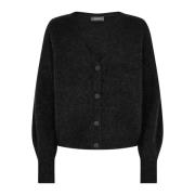 MOS Mosh Mjuk Stickad V-Hals Cardigan 156830 Svart Black, Dam