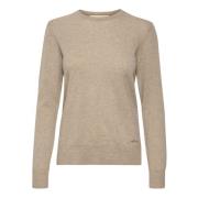 InWear Rundhalsad Stickad Tröja Beige, Dam