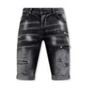 Local Fanatic Distressed Short Stonewash Men Slim Fit -1087 Black, Her...