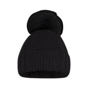 Moorer Merinoull Pom Pom Mössa Black, Dam