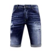 Local Fanatic Stretch Short med Paint Splash Herr Slim Fit -1074- Blå ...