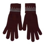 John Galliano Maroon Wool Blend Logo Handskar Red, Dam