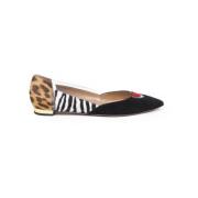 Aquazzura Sammetslen Ballerinaskor med Svarta, Zebra och Leopardinsats...